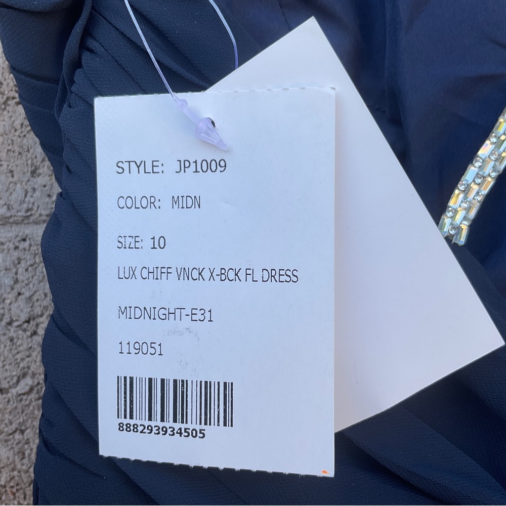 NWT Jenny Packham Chiffon Rhinestone Beaded Maxi Dress Gown Cocktail JP1009 Blue - Picture 11 of 12